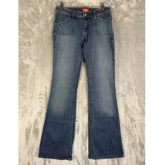 Y2K Guess Jeans Womens Flare Bootcut Blue Denim Pants Size 26 - Picture 1 of 7